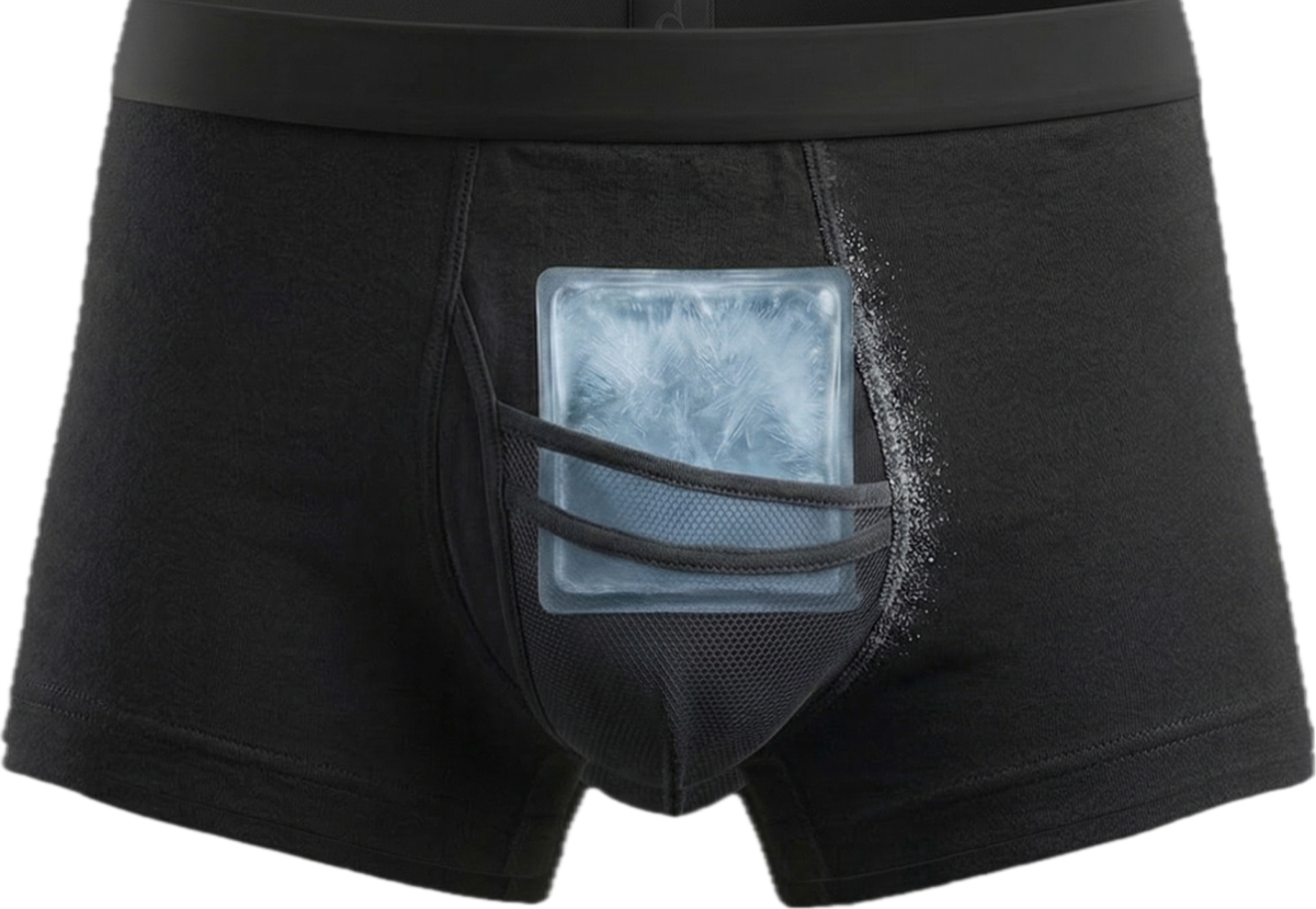BlueBalls performance underwear with a visible cooling insert